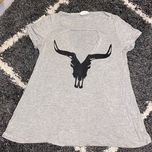 Longhorn skull western cowgirl tshirt